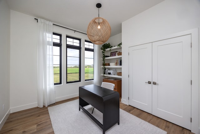 office area featuring light wood-type flooring