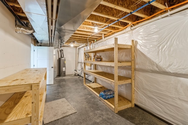 basement featuring water heater