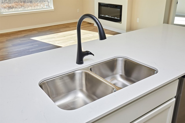 room details featuring sink and hardwood / wood-style floors