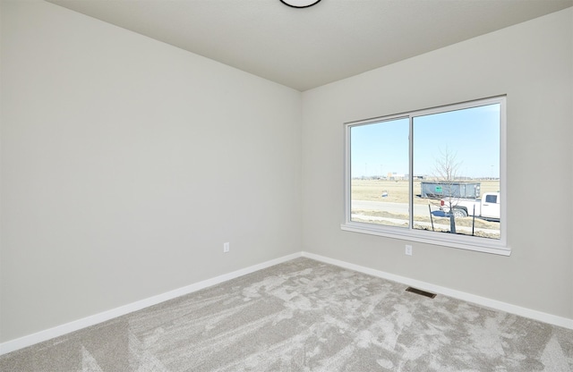 unfurnished room with light colored carpet