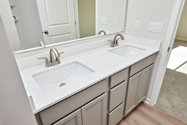 bathroom featuring hardwood / wood-style floors and vanity