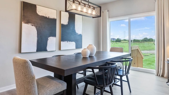 dining area with hardwood / wood-style floors