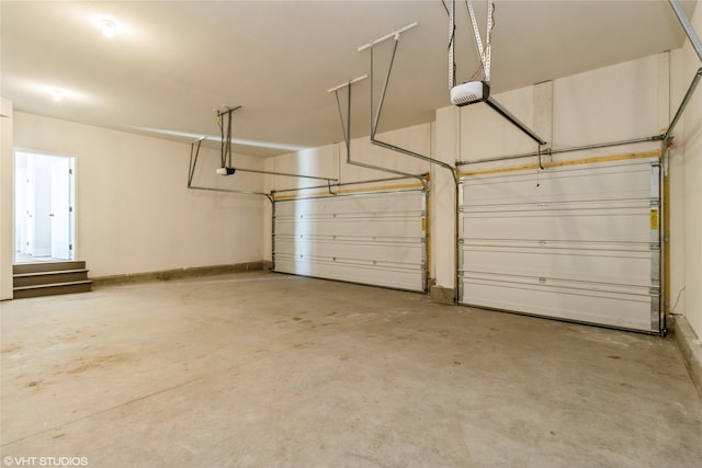 garage with a garage door opener