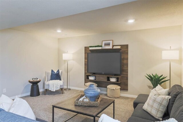 living room featuring carpet flooring