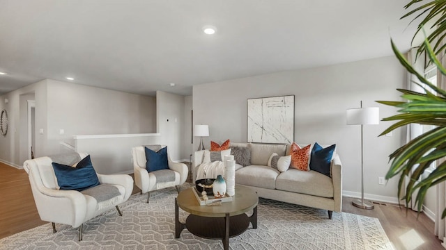 living room featuring light hardwood / wood-style flooring