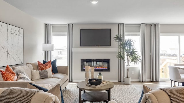 living room with plenty of natural light