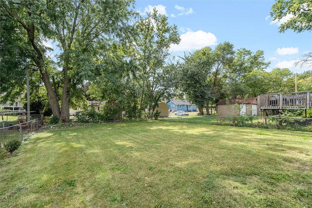 view of yard featuring a deck