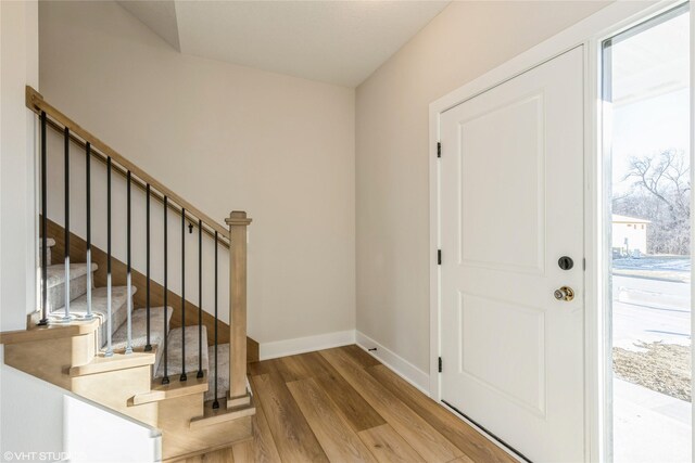 entrance foyer with light hardwood / wood-style flooring