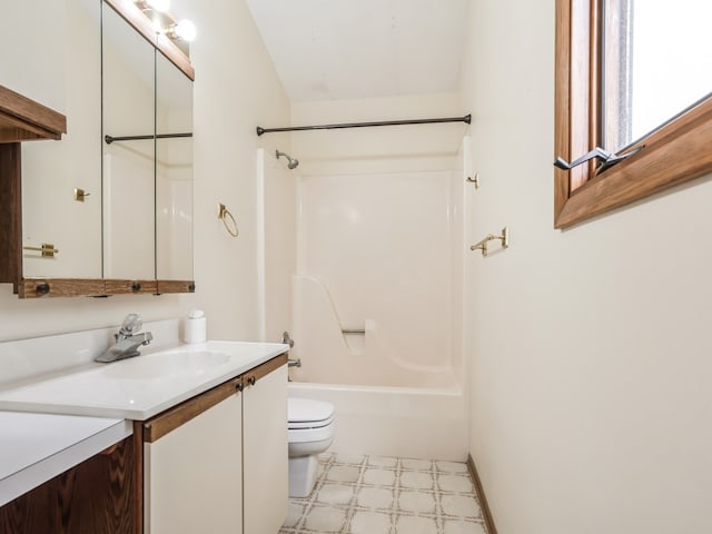 full bathroom with vanity, toilet, and shower / bathing tub combination