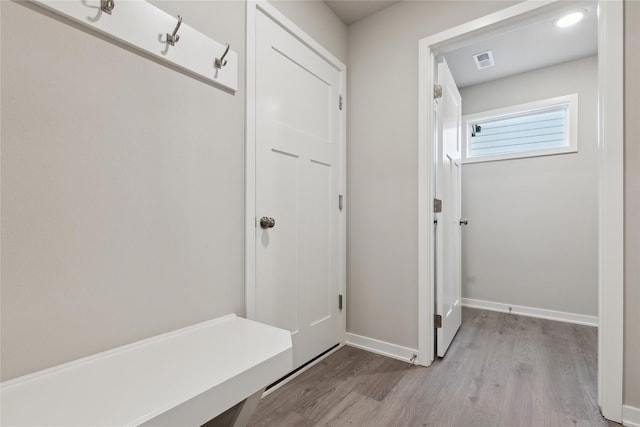 mudroom featuring light hardwood / wood-style flooring