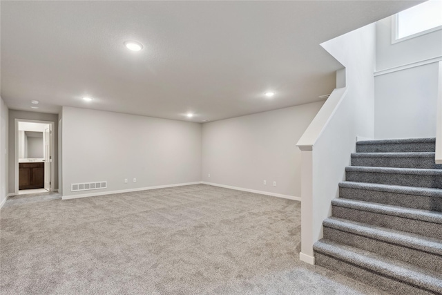 basement with carpet