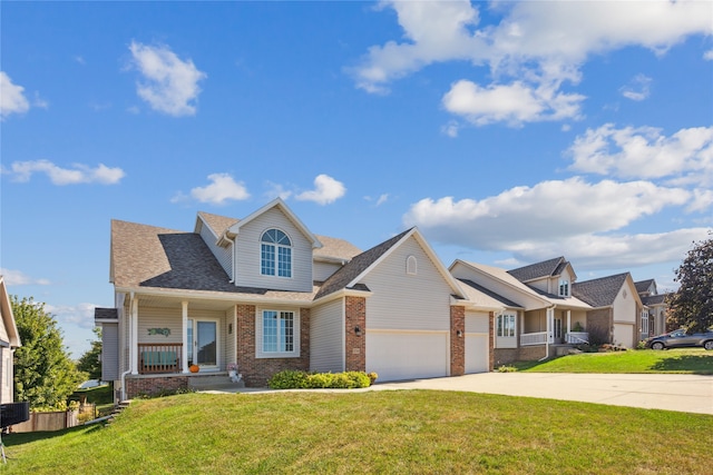 view of front of home featuring a porch and a front yard