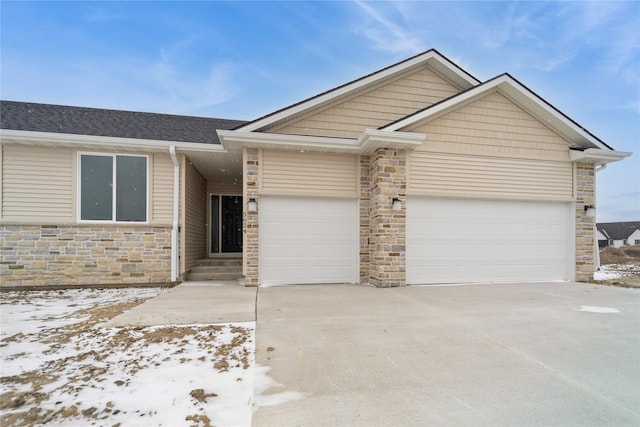 single story home featuring a garage