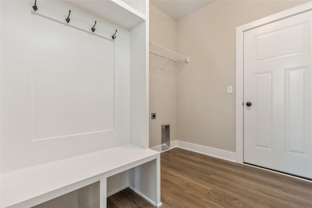 mudroom with dark wood-type flooring