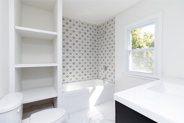 full bathroom with vanity, toilet, and shower / bathing tub combination