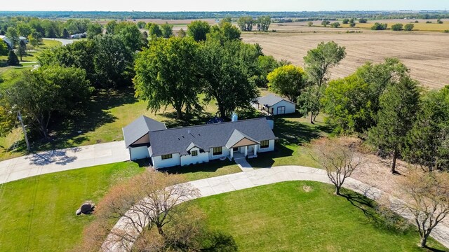 bird's eye view with a rural view