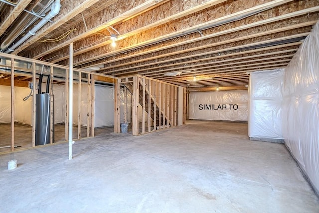 basement with water heater