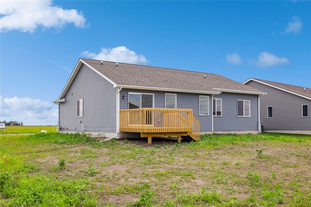4428 NE 8th St, Ankeny, IA 50021 - rear view of house featuring a wooden deck and roof with shingles