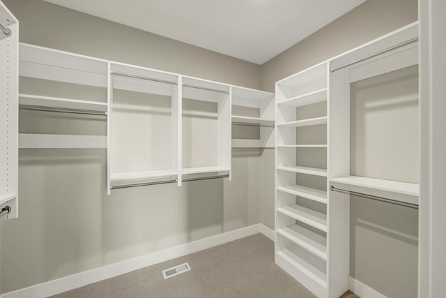 walk in closet with carpet