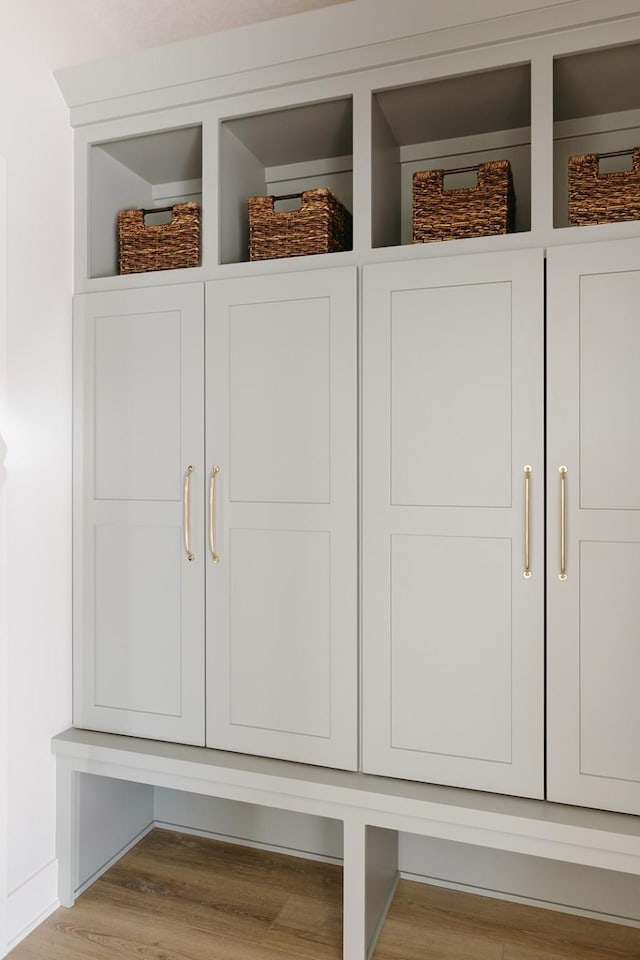 mudroom featuring light wood-style floors