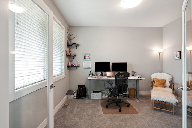 view of carpeted office