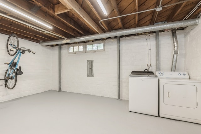 basement with separate washer and dryer