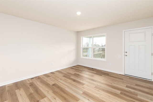 interior space with light hardwood / wood-style flooring