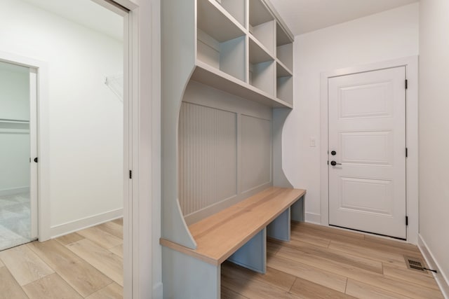 mudroom featuring light hardwood / wood-style flooring