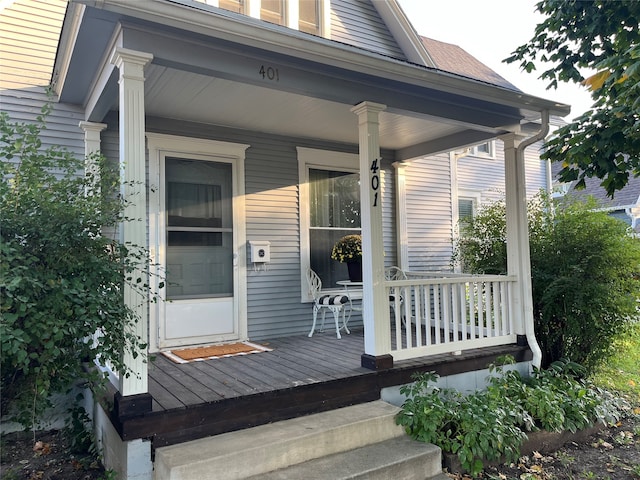 wooden deck featuring a porch