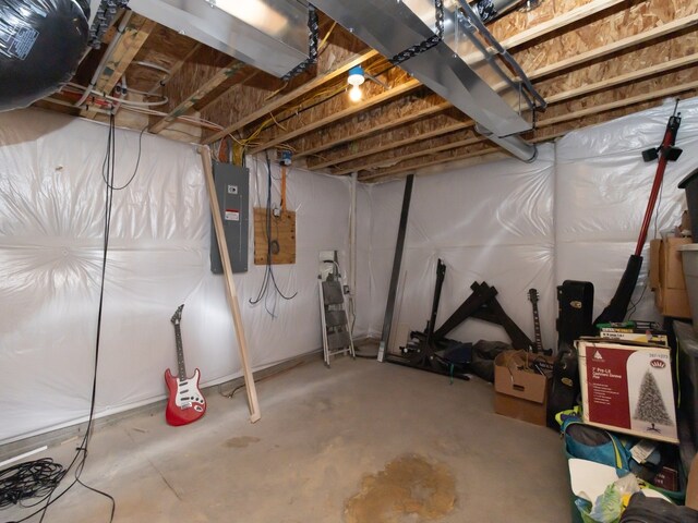 basement with electric panel