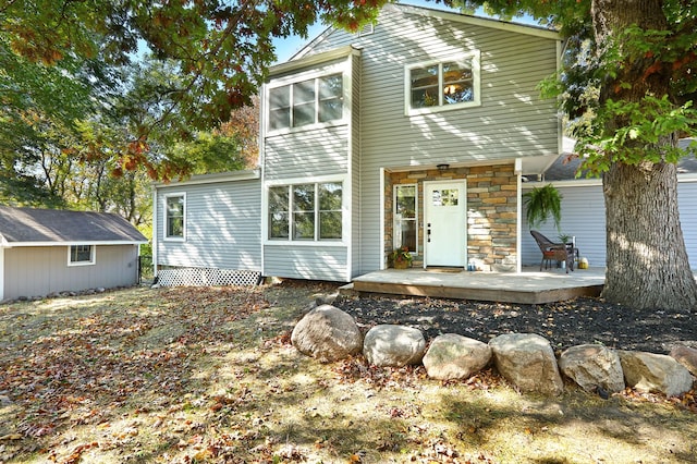 view of front of property with a deck