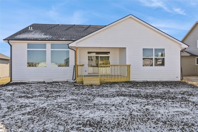 view of snow covered property