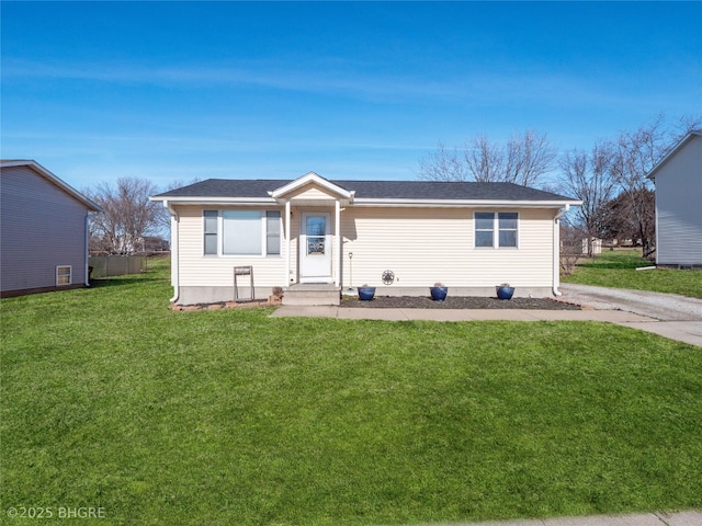 view of front of house with a front lawn