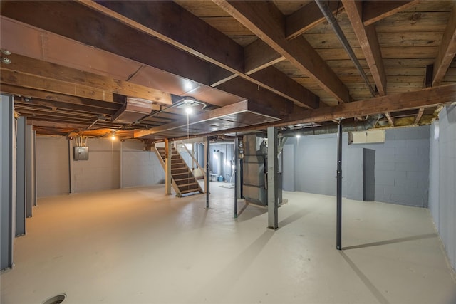 basement with electric panel