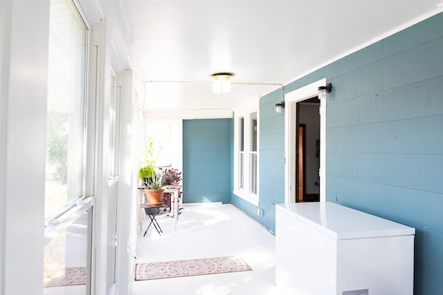 sunroom with a barn door