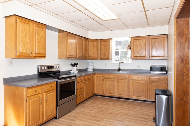 kitchen featuring sink, stainless steel appliances, and light wood-type flooring