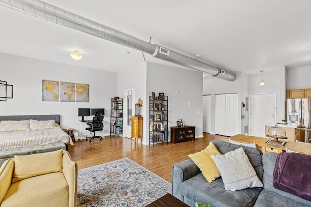 living room with hardwood / wood-style flooring