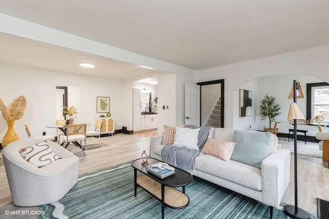 living room featuring light hardwood / wood-style floors