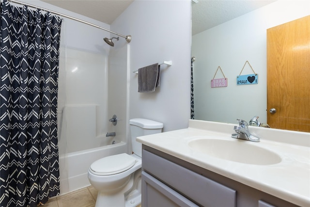 14603 Westbrook Dr, Urbandale, IA 50323 - full bath with shower / tub combo, toilet, vanity, and tile patterned floors