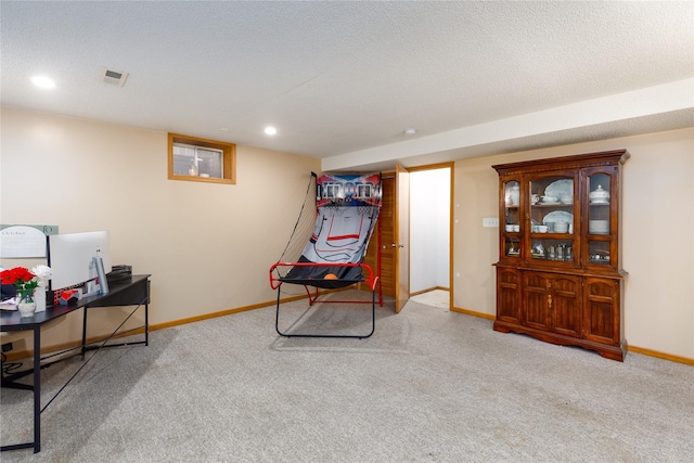 14603 Westbrook Dr, Urbandale, IA 50323 - playroom featuring visible vents, baseboards, carpet floors, and recessed lighting