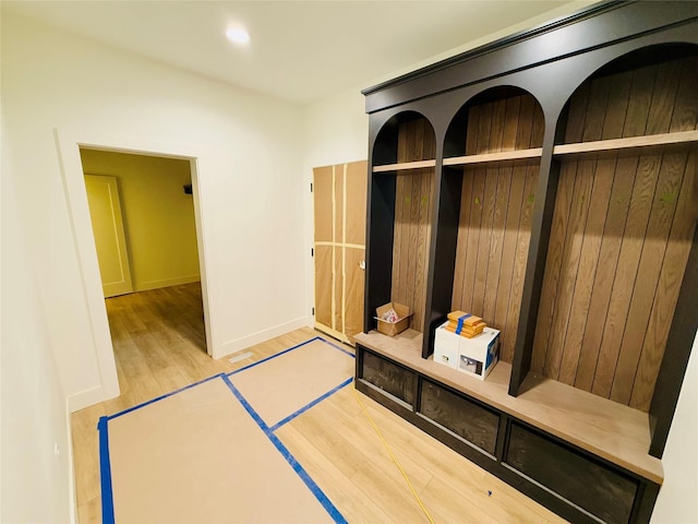 mudroom featuring light hardwood / wood-style floors