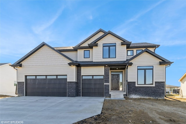 view of front of house with a garage