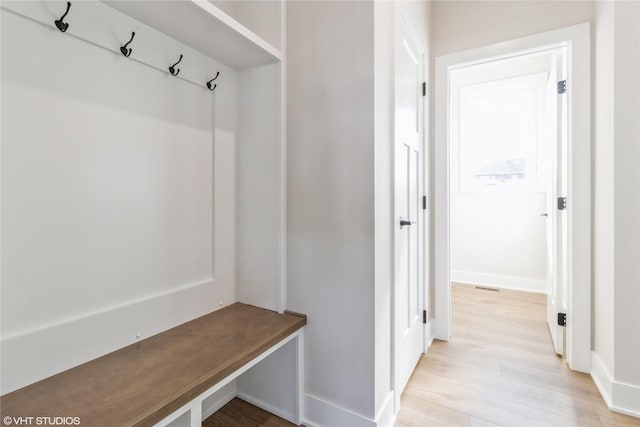 mudroom featuring light hardwood / wood-style flooring