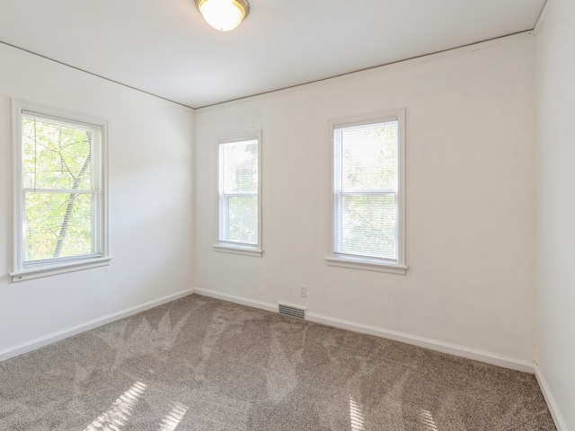 carpeted spare room featuring plenty of natural light