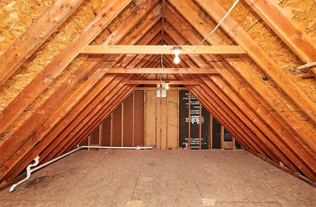 view of unfinished attic