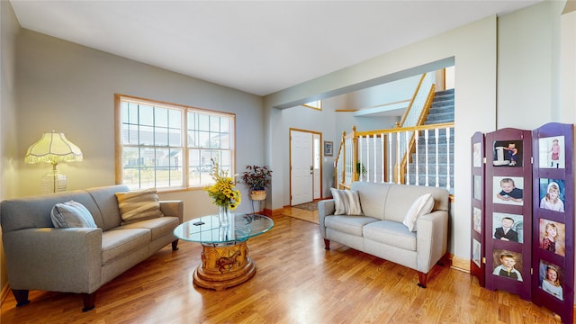 living room with light wood-type flooring