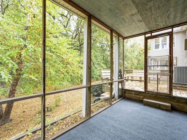 view of unfurnished sunroom