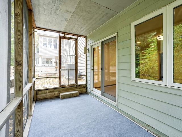 view of unfurnished sunroom