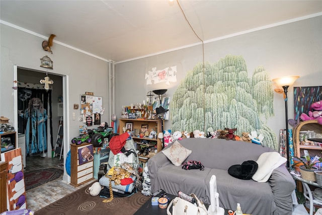 bedroom with ornamental molding