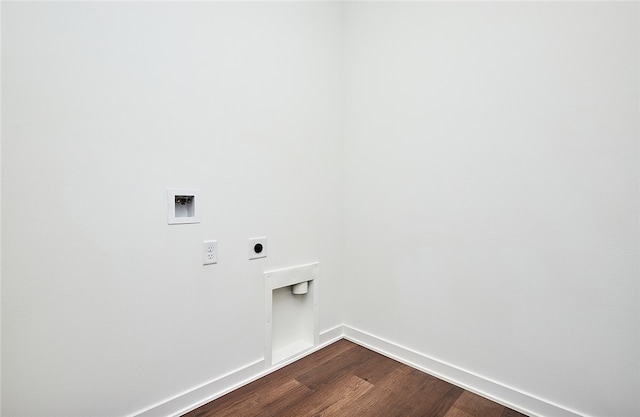 laundry room featuring hookup for a washing machine, hardwood / wood-style floors, and hookup for an electric dryer